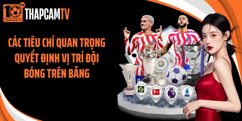 Các tiêu chí quan trọng quyết định vị trí đội bóng trên bảng