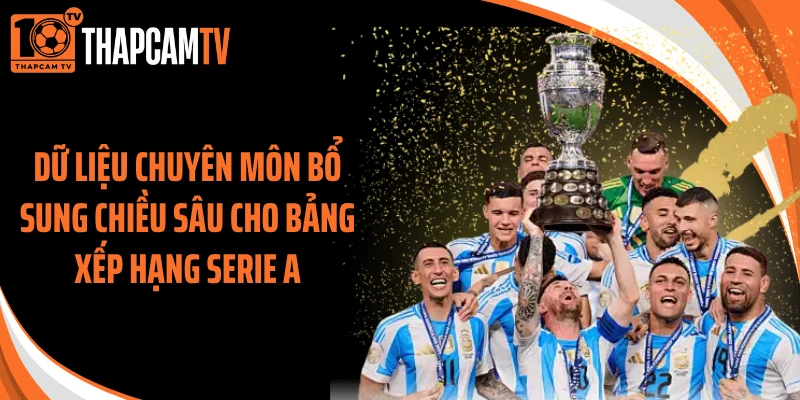 Dữ liệu chuyên môn bổ sung chiều sâu cho bảng xếp hạng Serie A